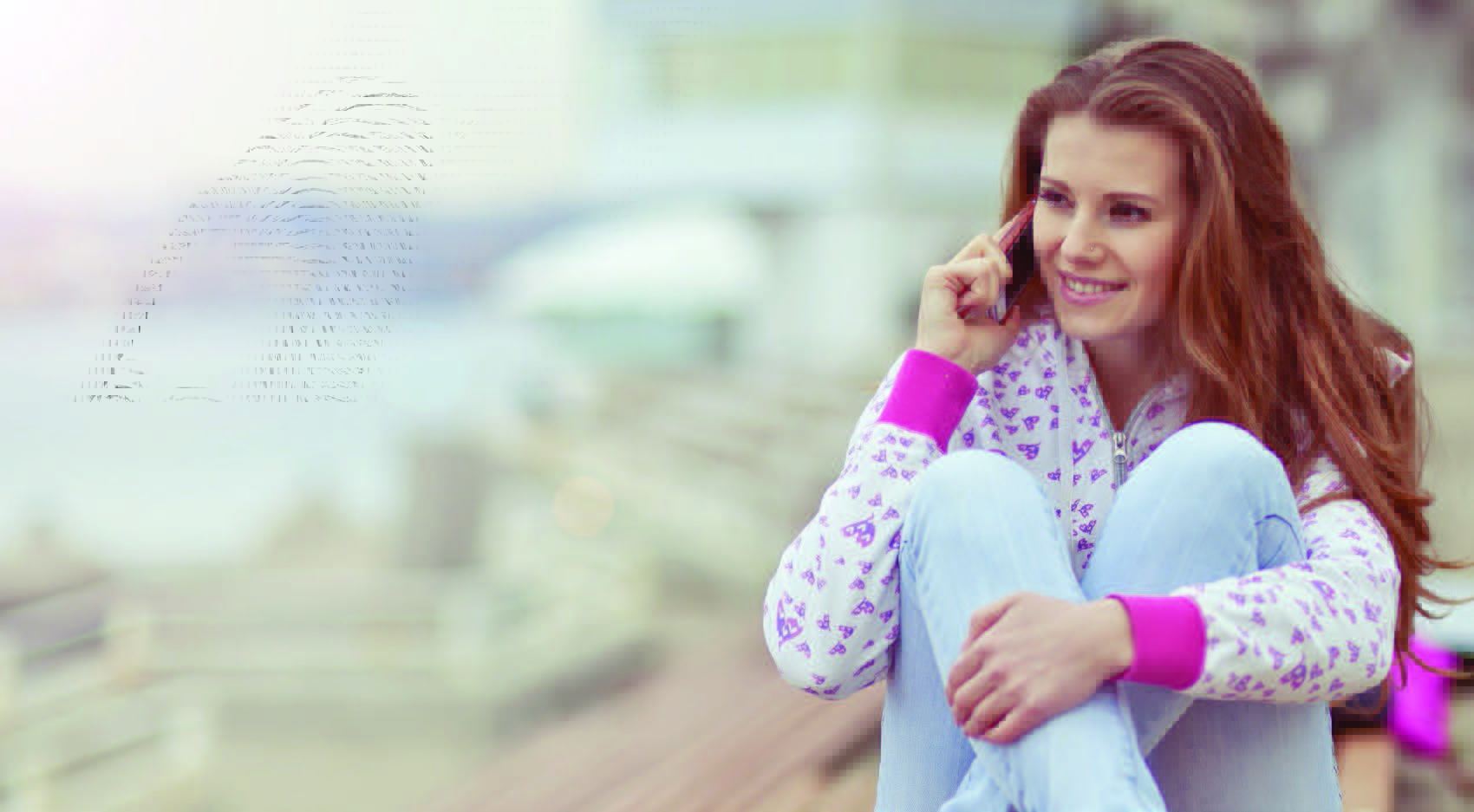 Woman using phone outdoors Woman using phone outdoors