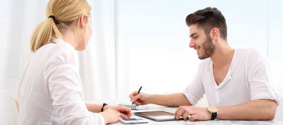 Two happy marketers working together