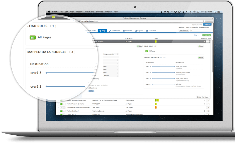 Mapped data sources screenshot Mapped data sources screenshot