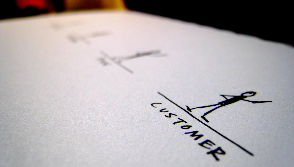 Stick figure of a customer