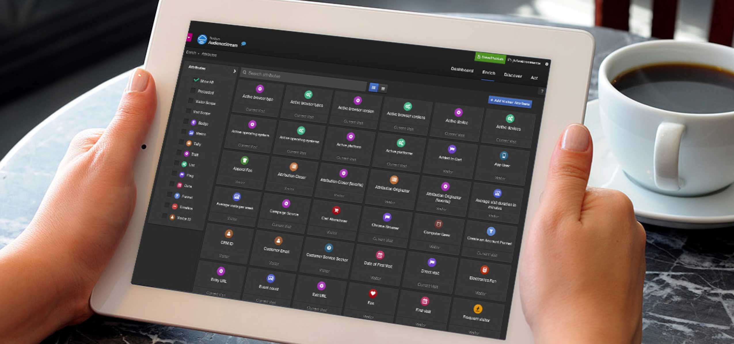 Tealium-Omnichannel_Enrichment-1 AudienceStream interface on a tablet