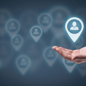 Hand holding digital customer data