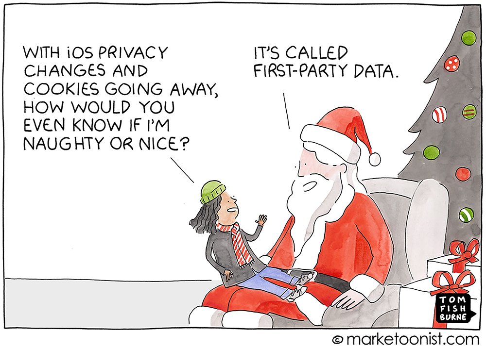First Party Data Santa Cartoon