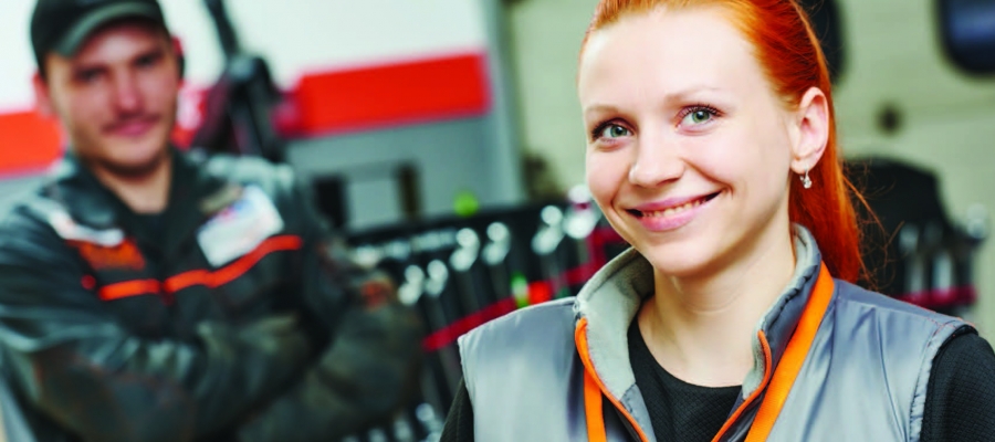 Woman in Auto Parts Store Woman in Auto Parts Store